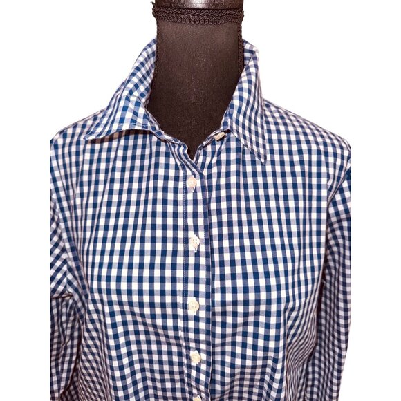Rochelle Behrens The Icon Shirt Blue White Gingham Button Long Sleeve Womens XL - Picture 4 of 10